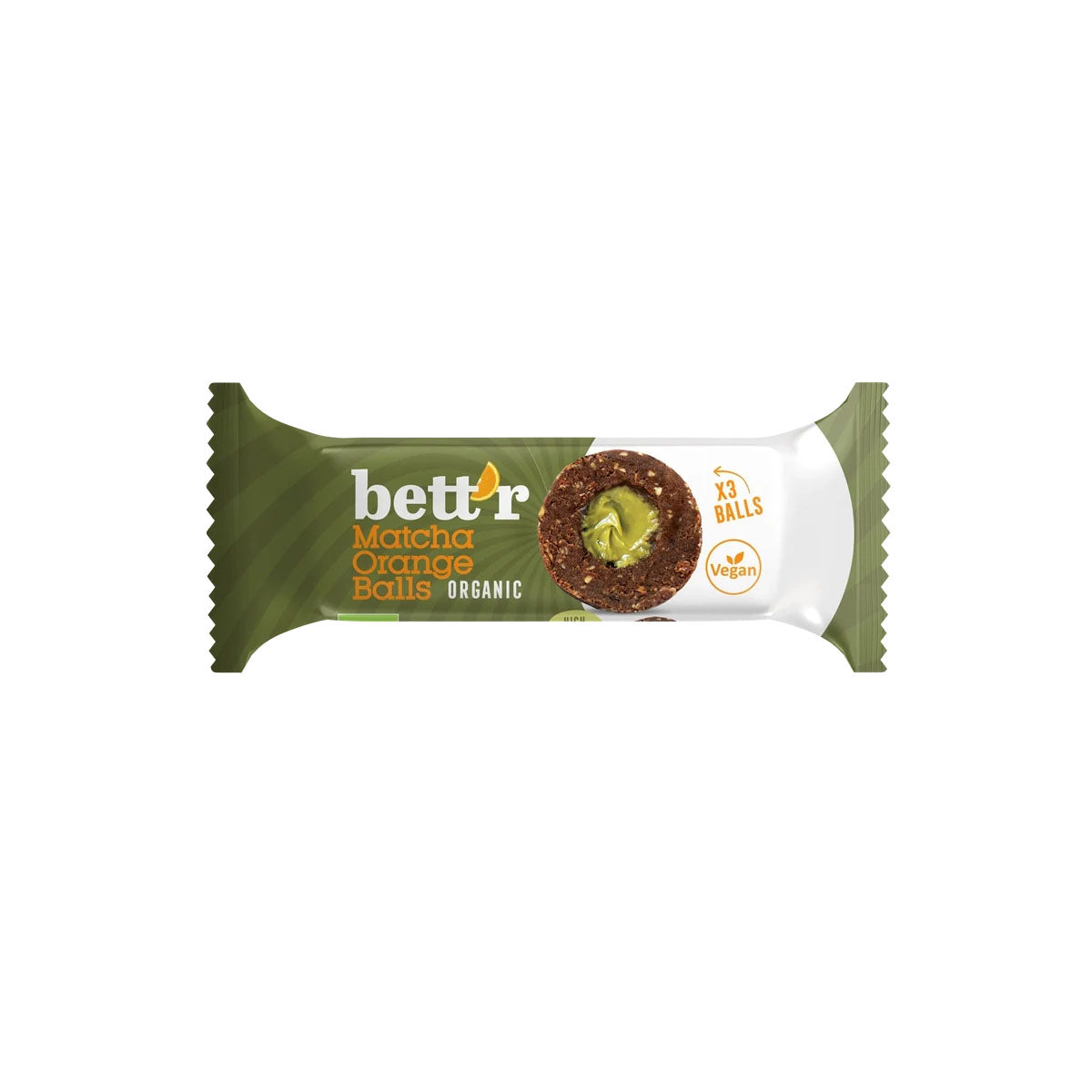 Bio Gyümölcsgolyó Matcha-Narancs krémmel45g
