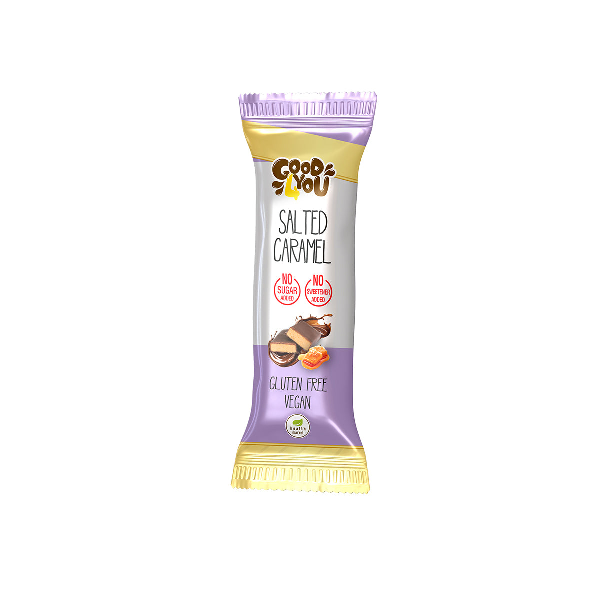 Salted caramel flavored bar dipped in coconut milk chocolate - 25g