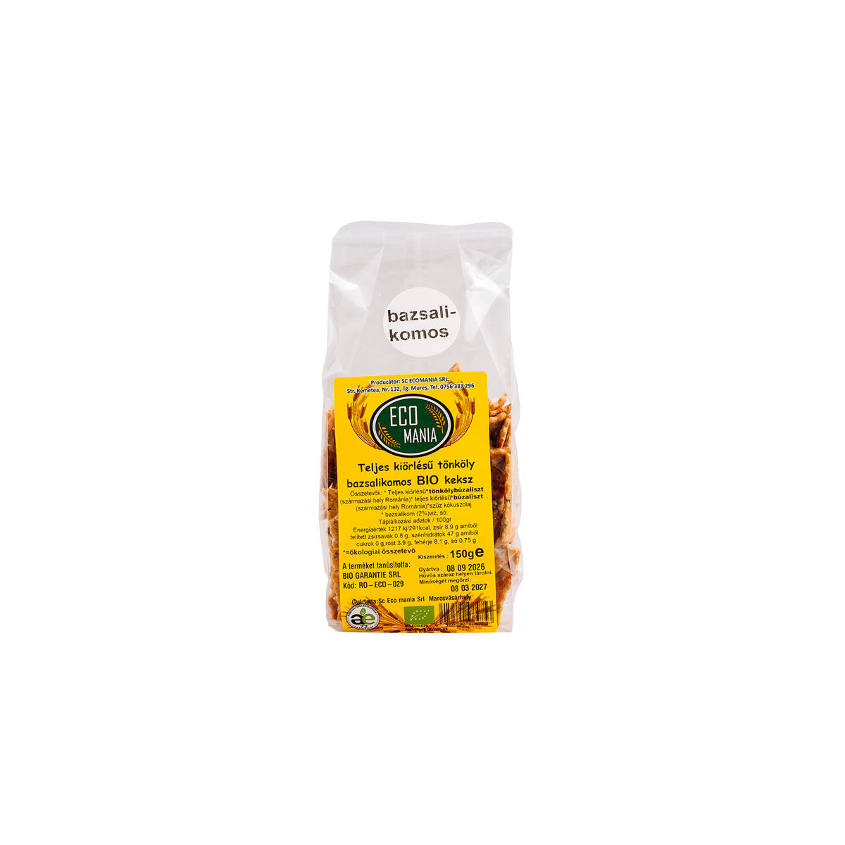 ECO Mania Telj. K.Tönk.Bio Keksz bazsalikomos - 150g