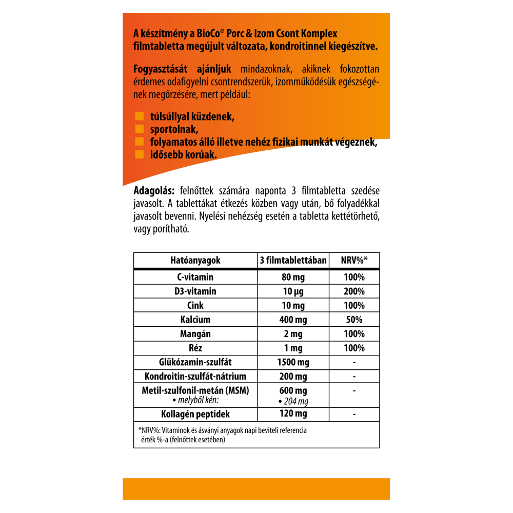 porcizom-csont-komplex-kondroitinnel-tabletta-bio-120db