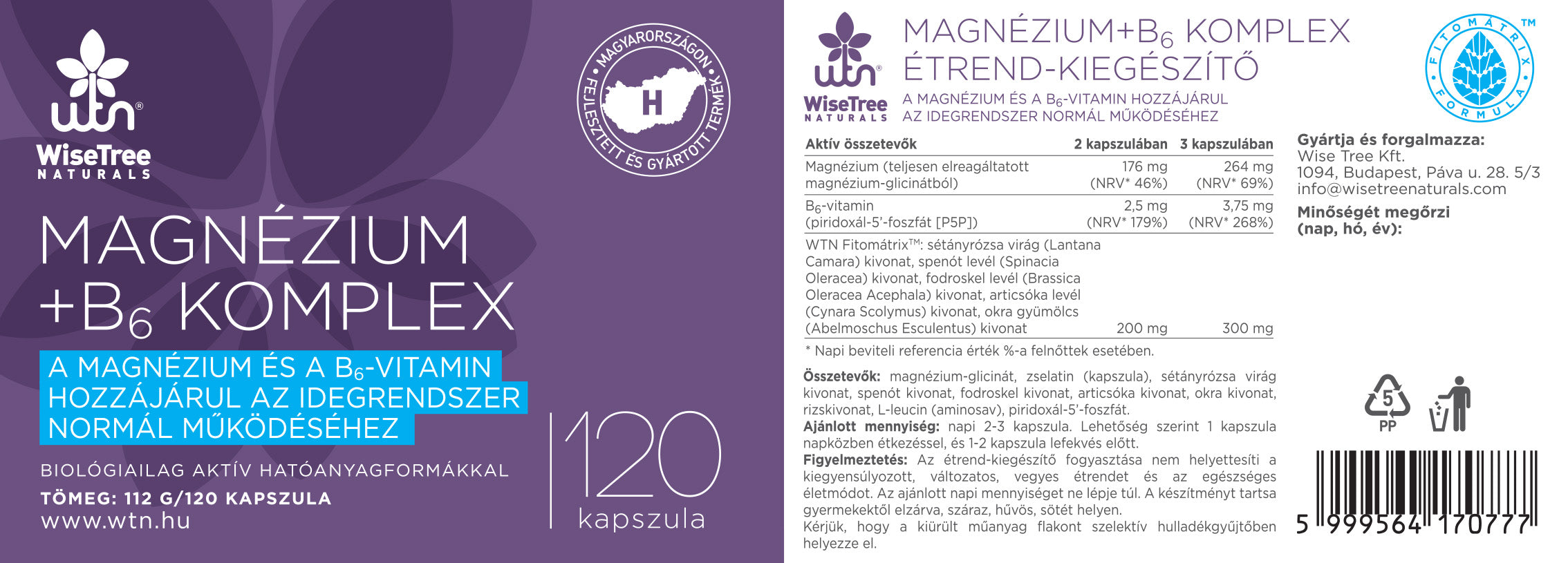 magnezium-b6-komplex-kapszula-120db