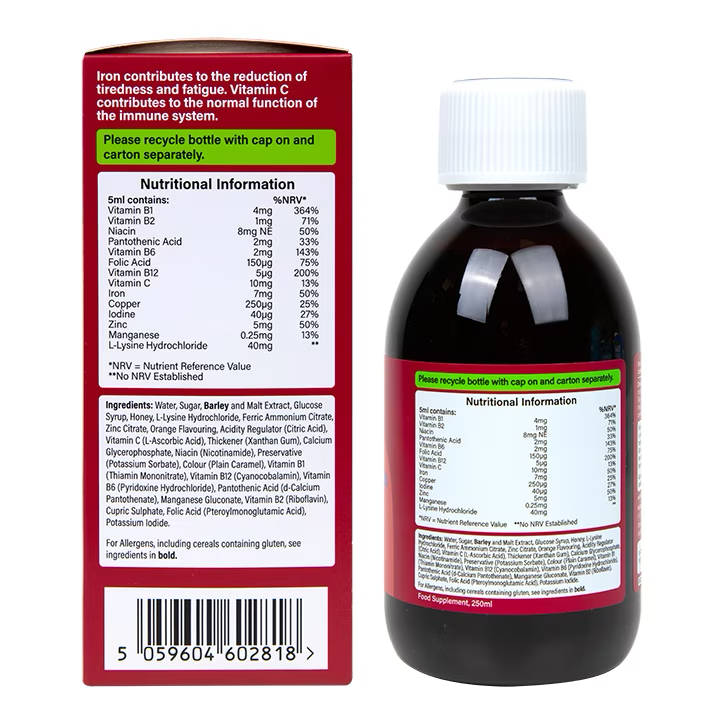 Vas,B-vitaminokkal, ásványi anyagokkal és C-vitaminnal szirup - 250ml