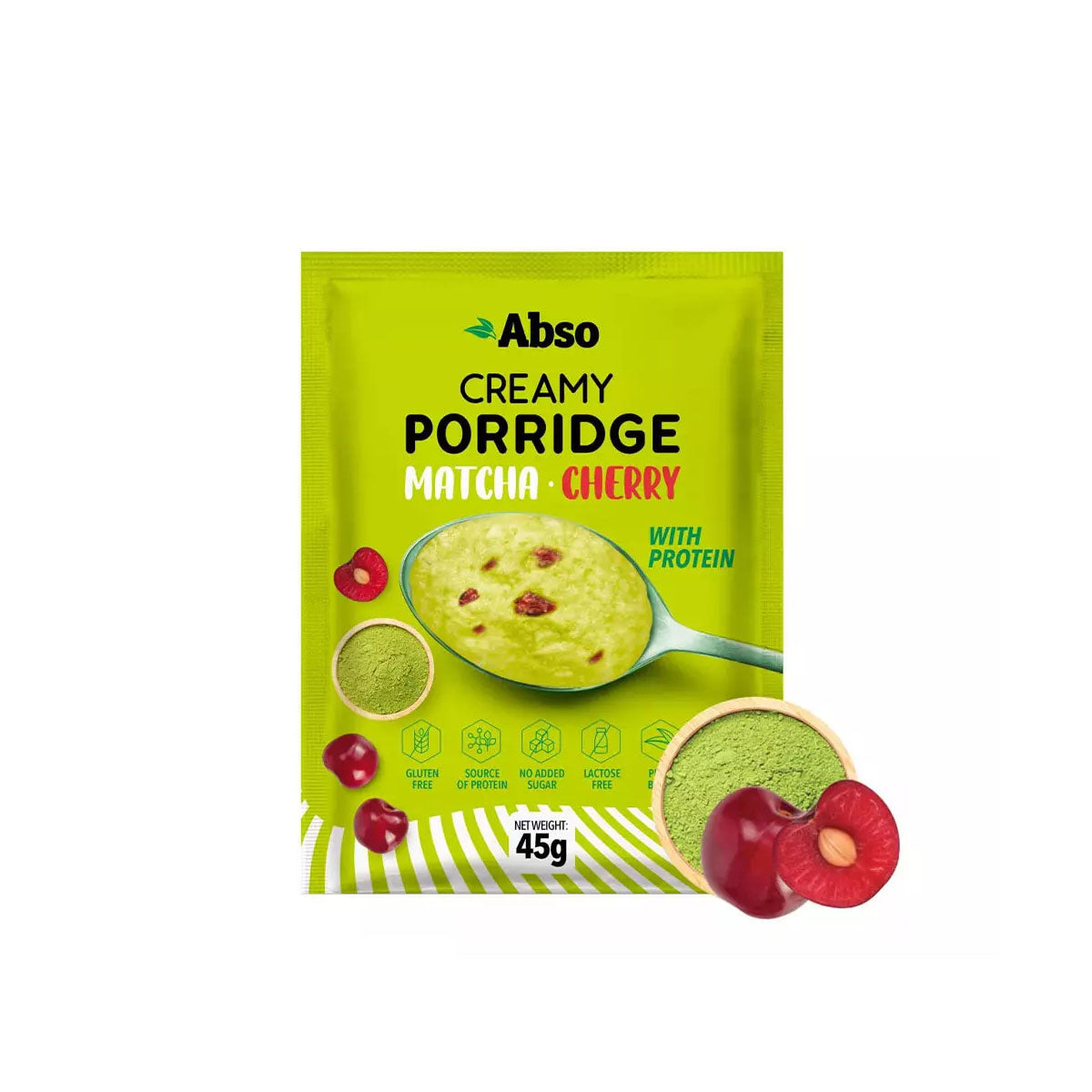 Abso rice porridge with matcha powder and freeze-dried sour cherries 45g