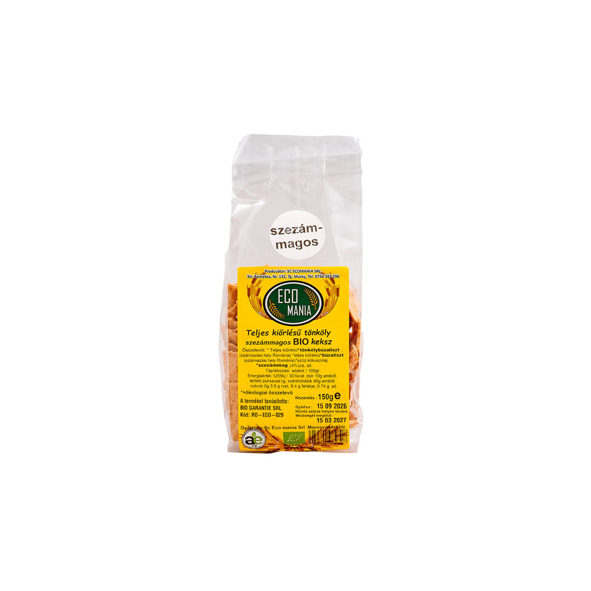 ECO Mania Telj. K.Tönk.Bio Keksz szezámmagos - 150g