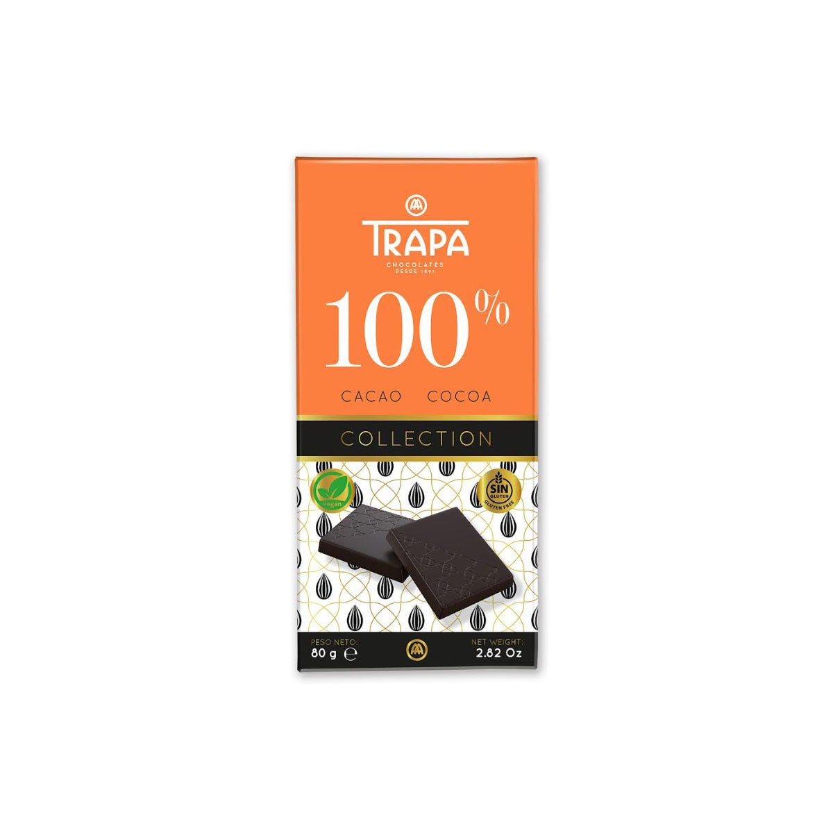Trapa Collection 100% Étcsokoládé tábla - 80g