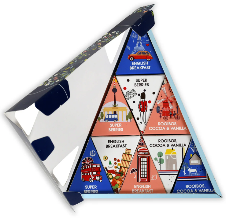 Utazó kollekció - Európa KÉK British bio teaválogatás - 9 db selyempiramis