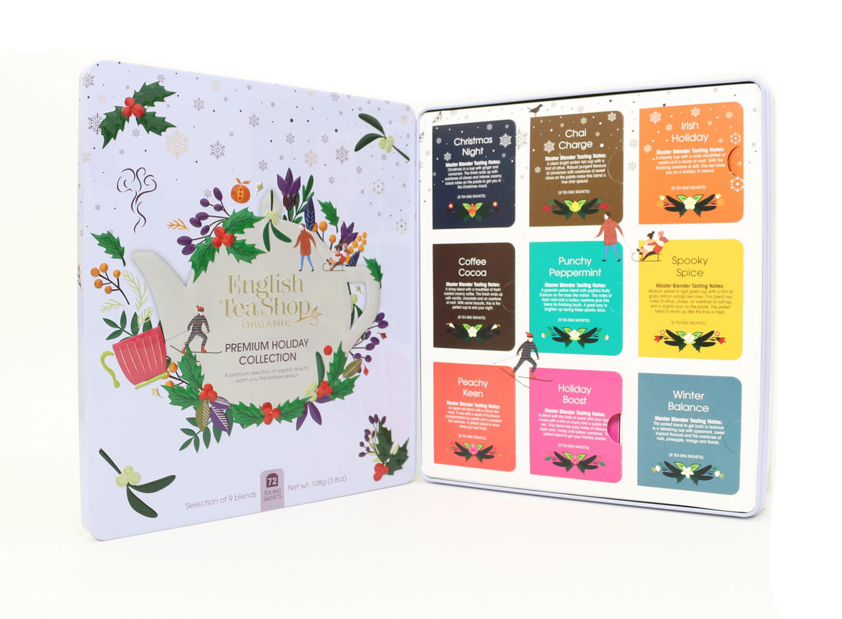 Festive white design premium organic tea selection - 8 pcs