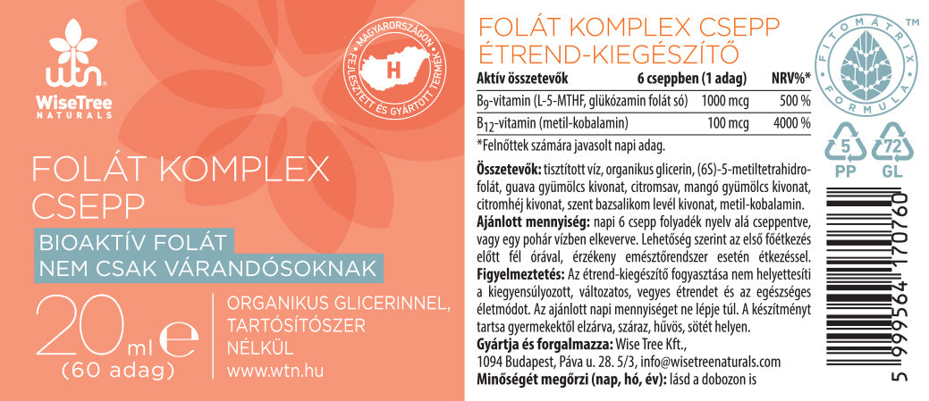 WiseTree Folát komplex csepp - 20ml | Bio-Barát Biobolt